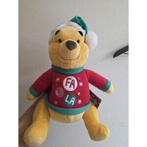 DISNEY‎ STORE WINNIE THE POOH HOLIDAY PLUSH 12 1/2"  CHRISTMAS 2018 *RARE*